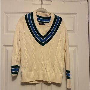 Vineyard Vines Cream Sweater with Blue and Green Accents